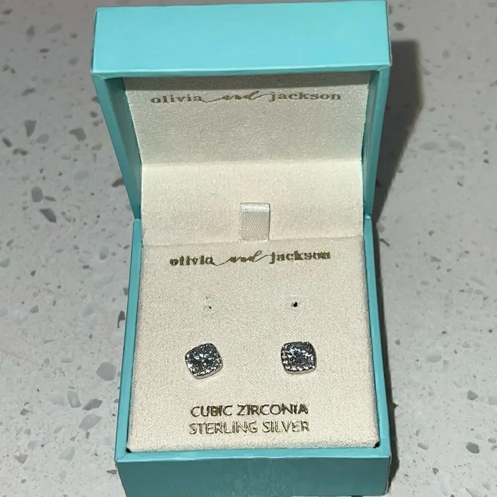 Gorgeous sterling silver and cubic zirconia Halo Earrings